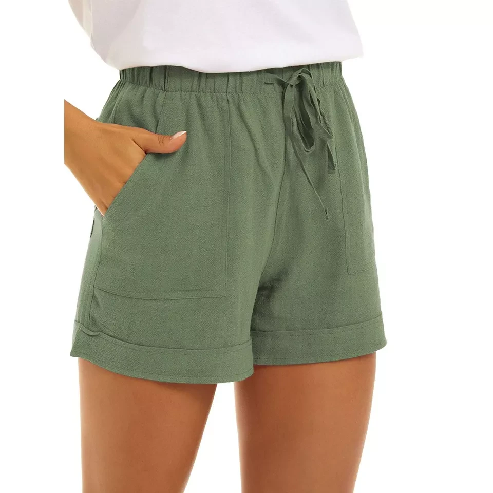 KINGFEN Women Casual Shorts Drawstring Comfy Elastic Waist Shorts Summer Pull On Short with Pockets