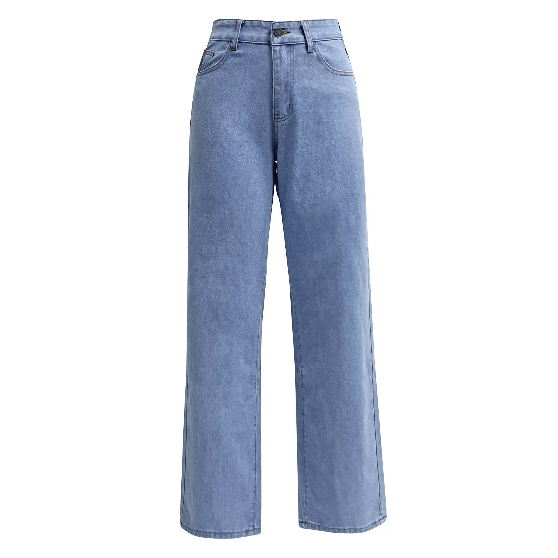 Cotton Denim Fabric For Jeans Women High Waist Denim Private Label Casual Straight denim jeans Facto