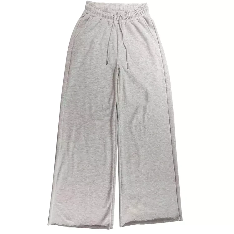 Custom Logo Cotton Polyester Ladies Floor Length Trousers Loose Wide Leg Pants Womens Loose Pants