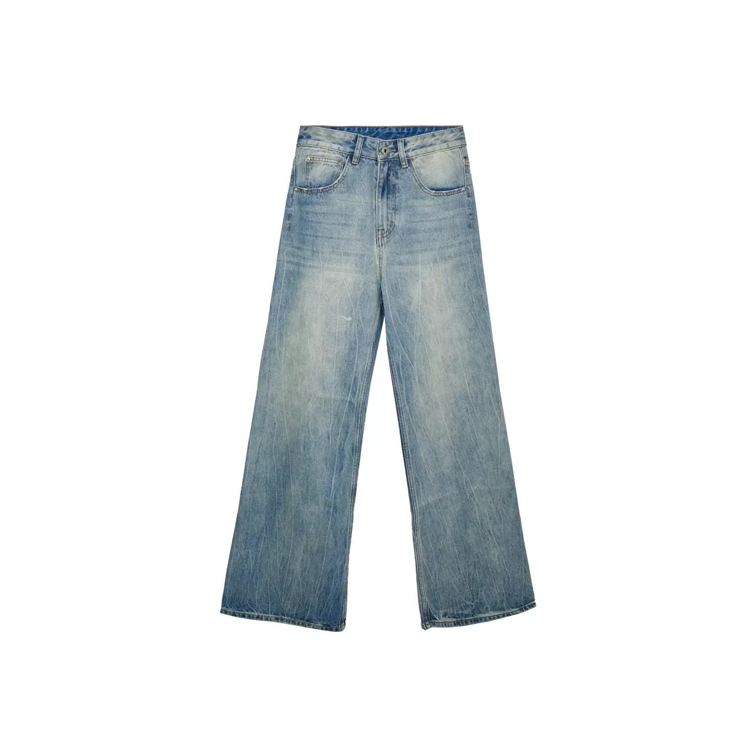 Denim Wide Leg Trousers Popular Street Thin Slim Hundred Trousers Washed Faded Micro Flare Straight