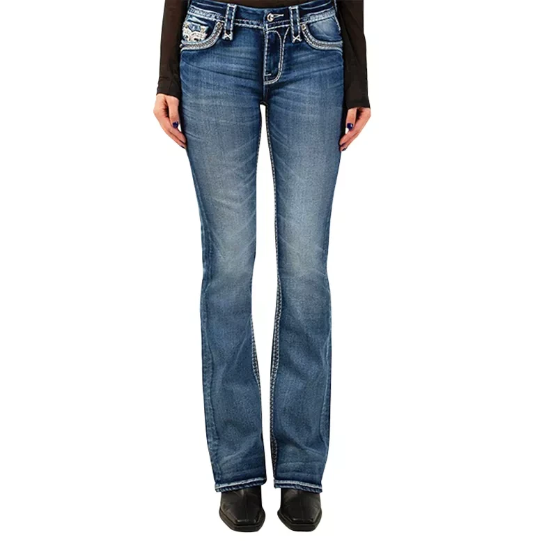 High quality 2024 New Trendy Women Ripped quick dry Jeans Torn Washed Denim Custom Bootcut Womens Ro