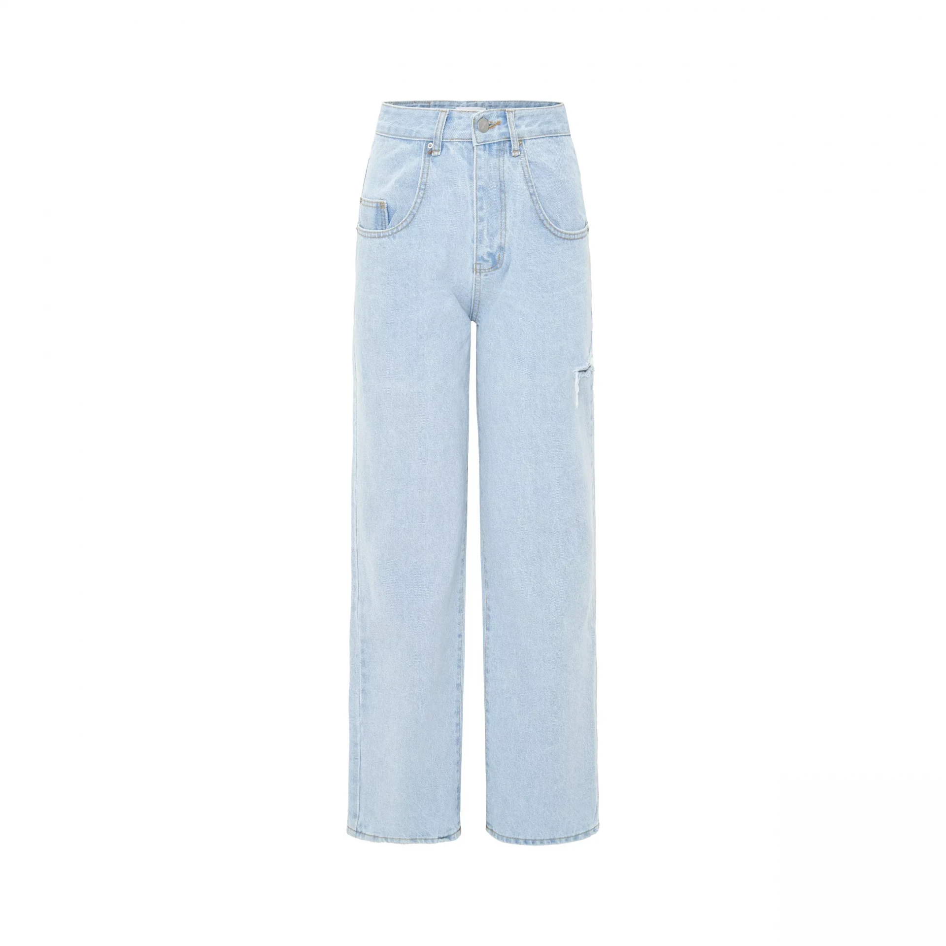 High Quality Denim Women's Jeans Women Denim Pants Ripped Detail Wide Leg Loose Jeans For Women
