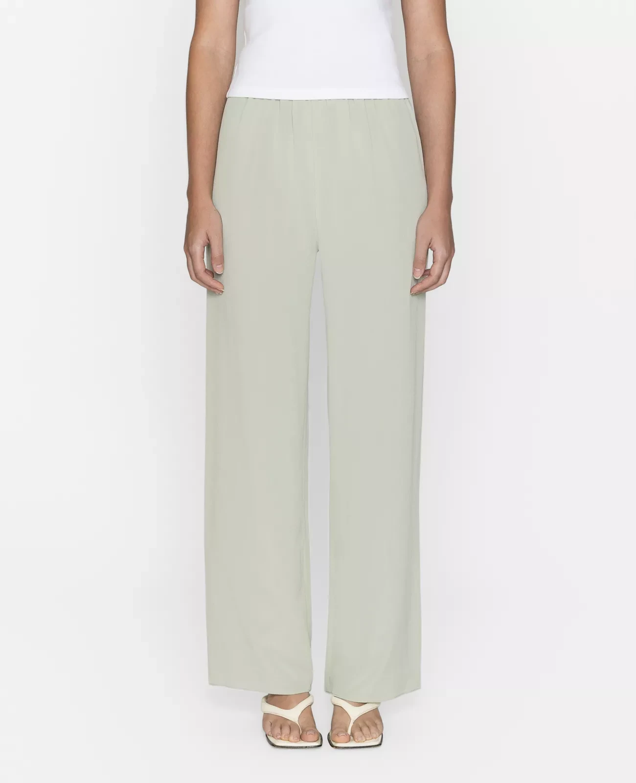 Ladies Casual Silk Relax Straight Full Length Pants