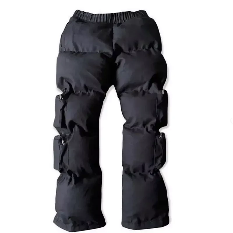 Men trousers Elastic Waist Winter trousers Thermal-Insulated Down Pants