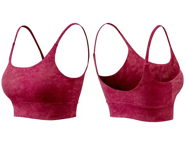 Women's Training Clothing Vest Printed High Elastic Tight Fitness Bra Strap Chest Pad Nude Feel