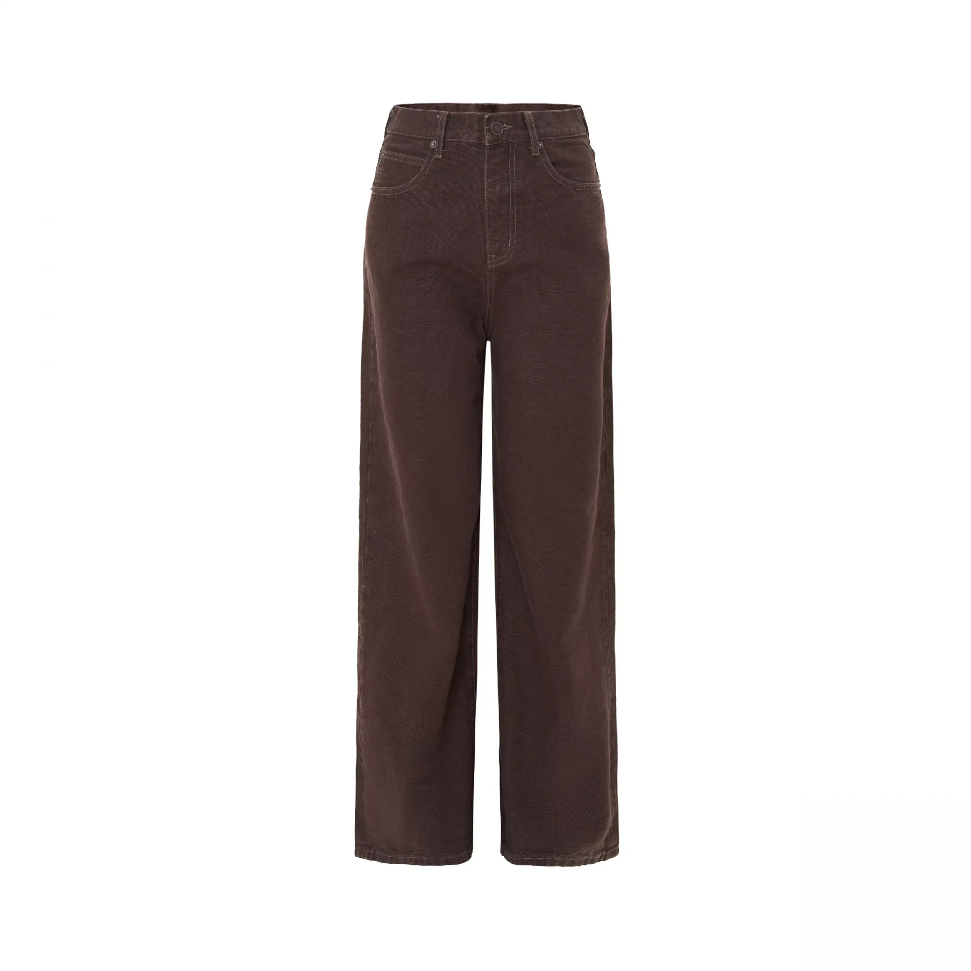 Style New Fashion Brown Washed Baggy Jeans High Waist Wide Leg Pants Street Vintage Hip Hop Popular