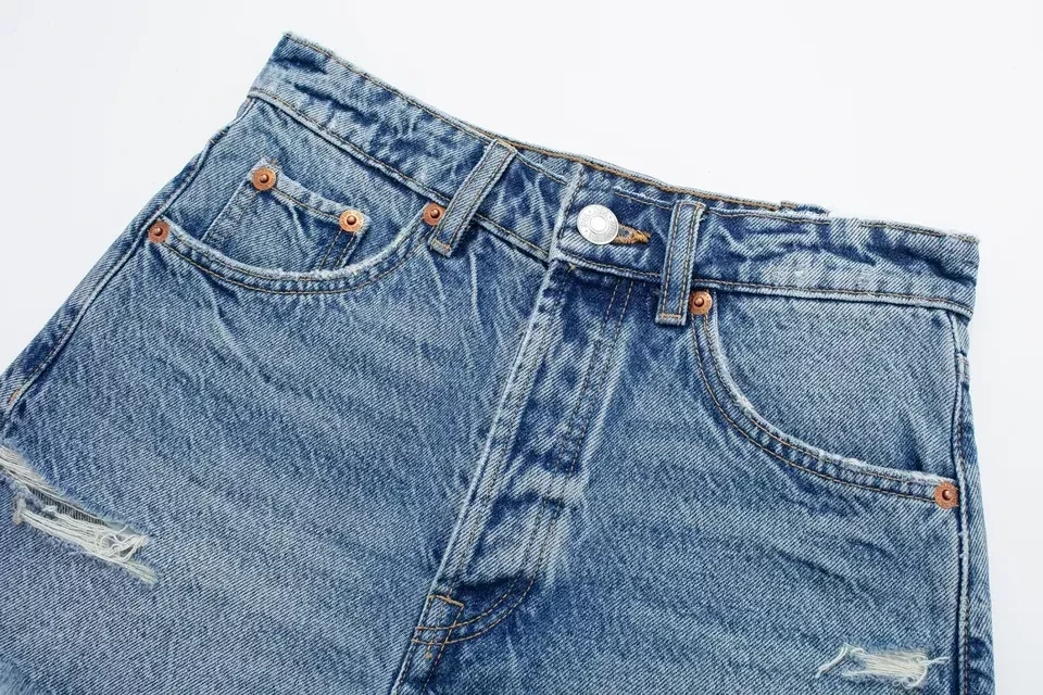 Women ripped denim jeans denim shorts Custom Logo Print or Embroidered Sweatpants Shorts cotton Gym