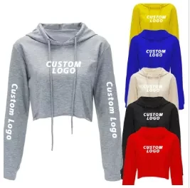 Long Sleeve Tracksuit Crop Tops Croptop Sweatshirt custom hoodie jackets For women