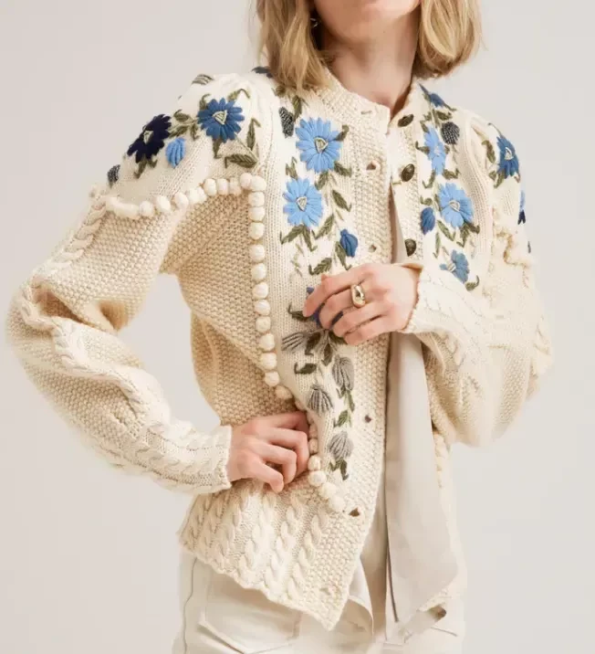 Women fancy crop sweaters cardigans for women jacquard oversized sweater