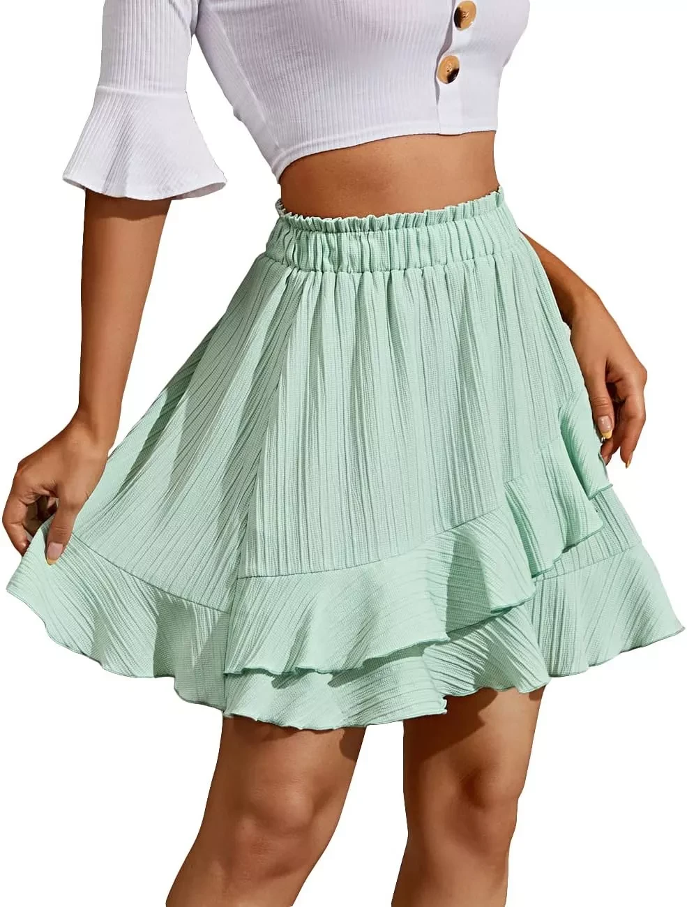 Women's Summer Skirt Short Ruffle Skirt Layered Skirt Mini Skirt