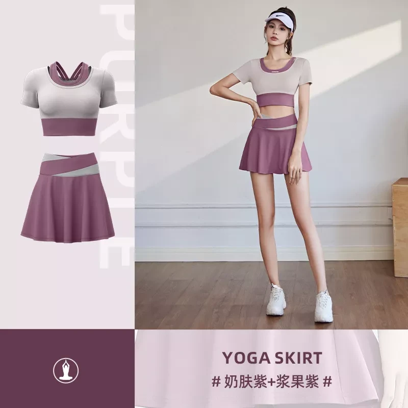 Women's Golf Tennis Yoga 2 Piece Sets Dress Pleated Skirt Racerback Padded Crop Top Workout Out