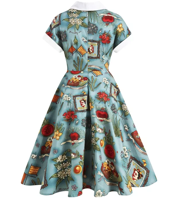 Mid-length skirt Hepburn style skirt European big swing retro vintage dress