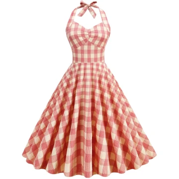 Contrasting color suit collar cardigan plaid stretch slim fit retro dress