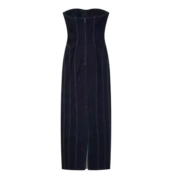 Bodycon fashion denim dress slim fitted casual long pencil dress OEM Fashion Summer Custom Logo dres