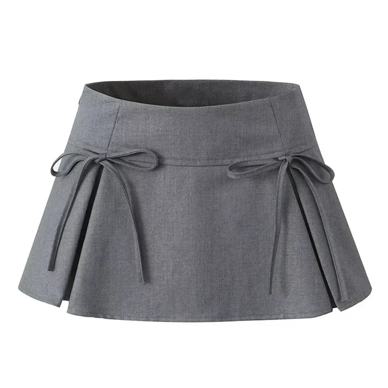 Balletcore Mini Skirt with Bow Low Rise Boxy Pleated Short Skirt Miniskirt Summer 90s Cute Outfit