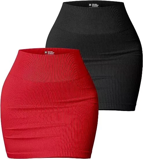 2024 Spring and Summer Women's Short Skirt Hundred Stretch Ribbed Casual High Waist Mini Packag